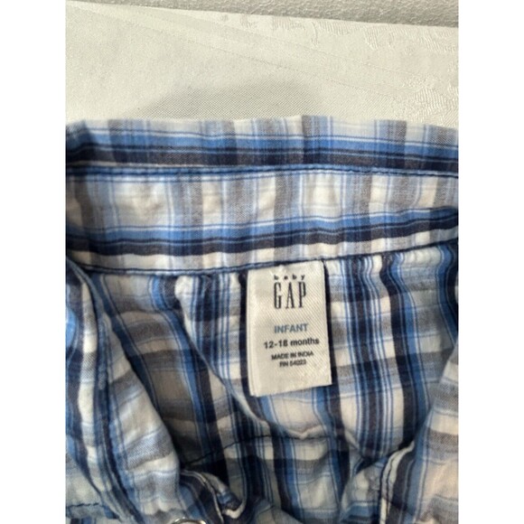 Baby Gap Infant Pearl Snap Button Up Long Sleeve Shirt Size  18 Months - Blue - Picture 5 of 5